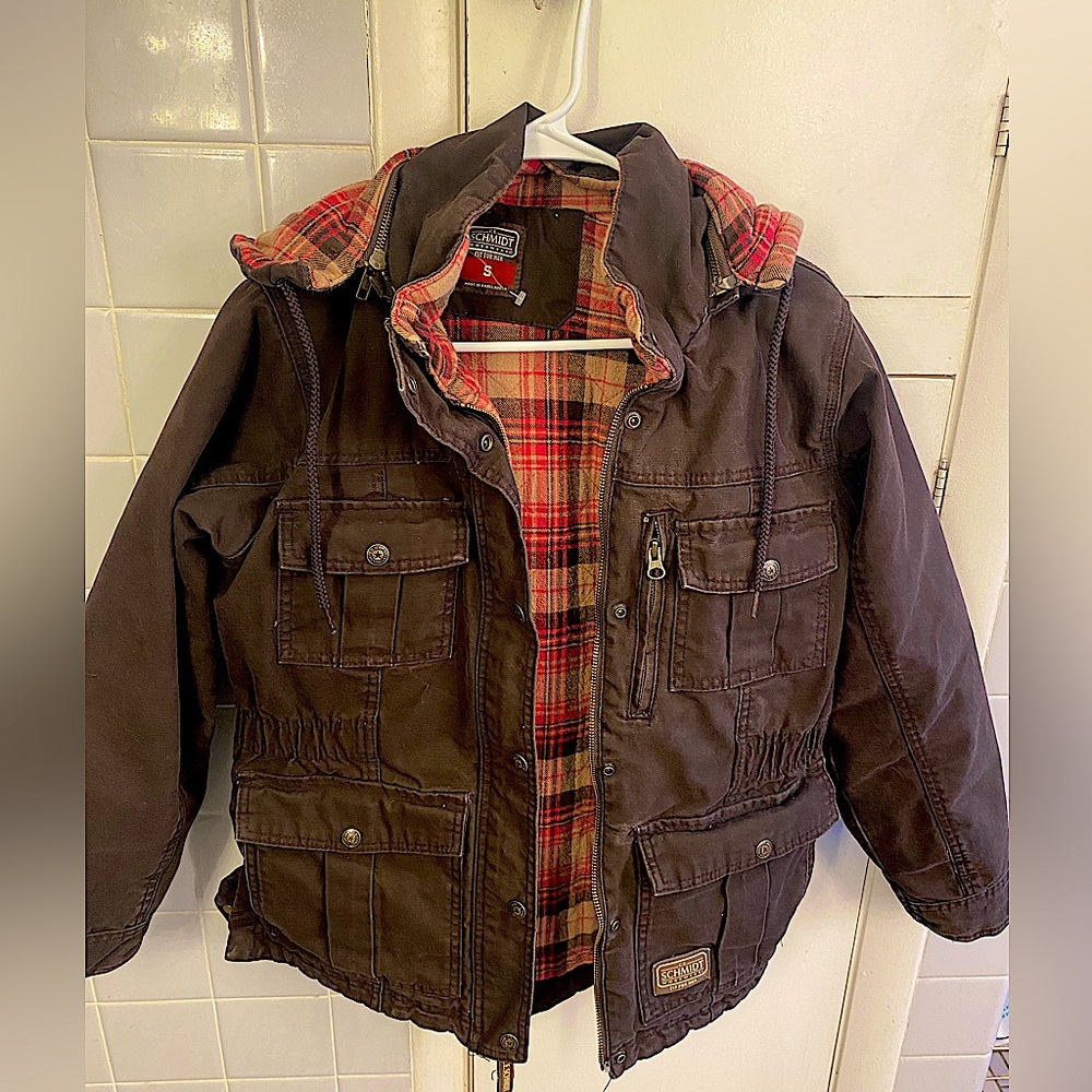Schmidt Women’s Brown Barn Coat, Flannel Lined, Size Small